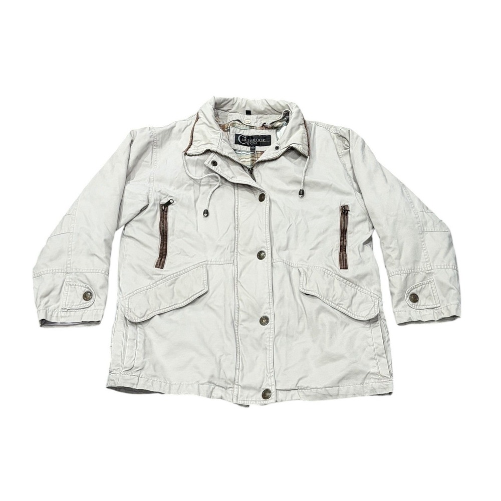 Colebrook Womens Utility Barn Chore Coat Corduroy Trim Plaid Liner Small Tan